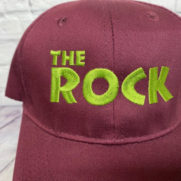The Rock Burgundy Baseball Hat Cap Strap Back Light weight Embroidered - Picture 6 of 8
